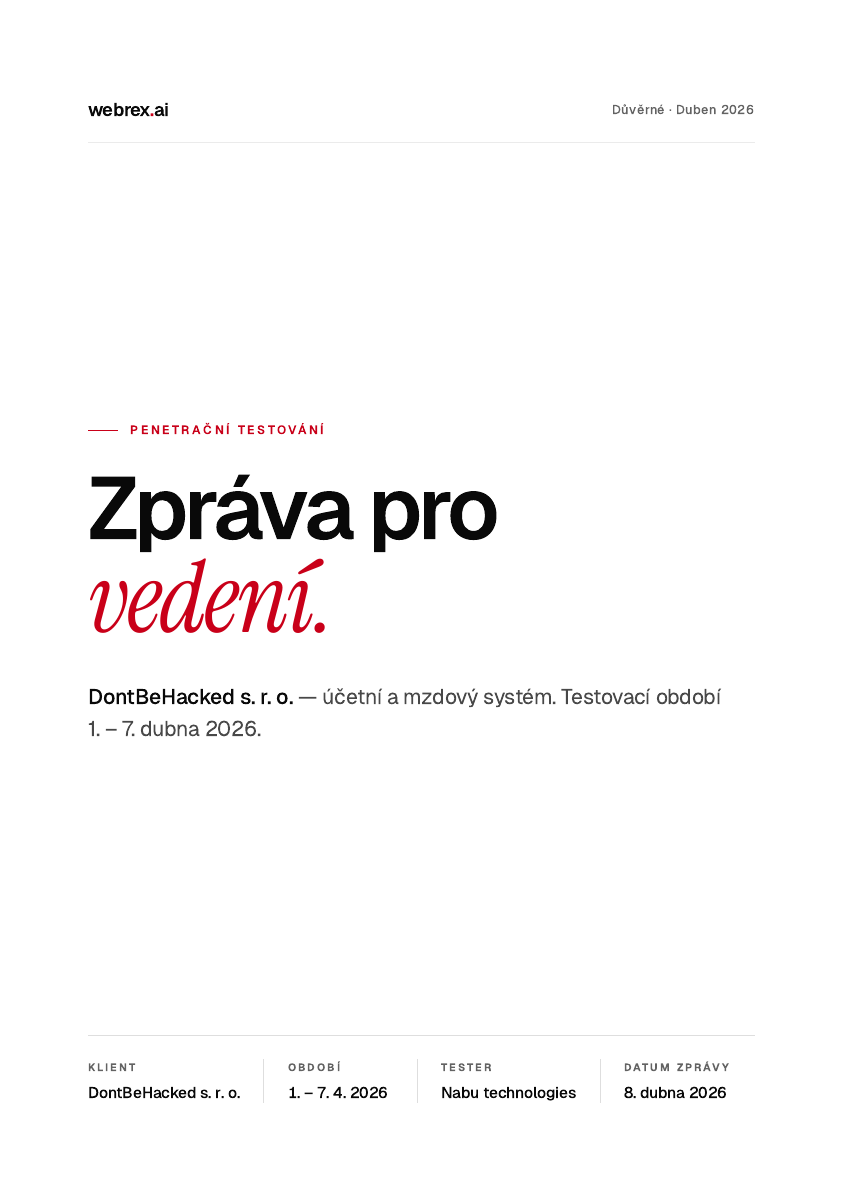 Náhled první strany — Zpráva pro vedení