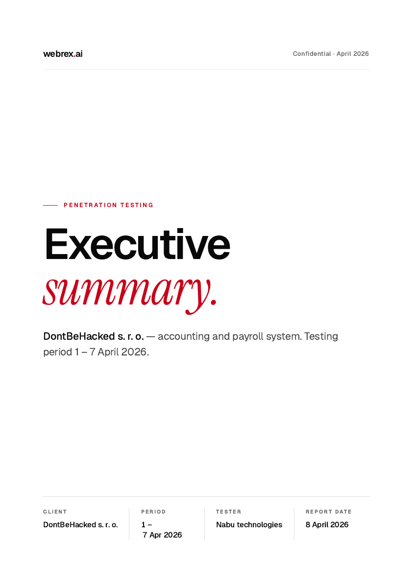 First page preview — Executive summary