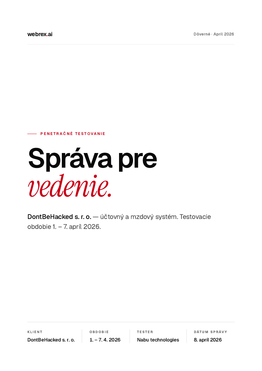 Náhľad prvej strany — Správa pre vedenie