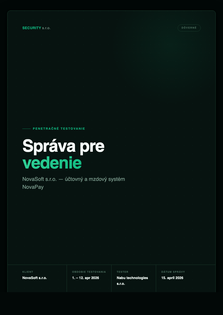 Náhľad prvej strany — Správa pre vedenie