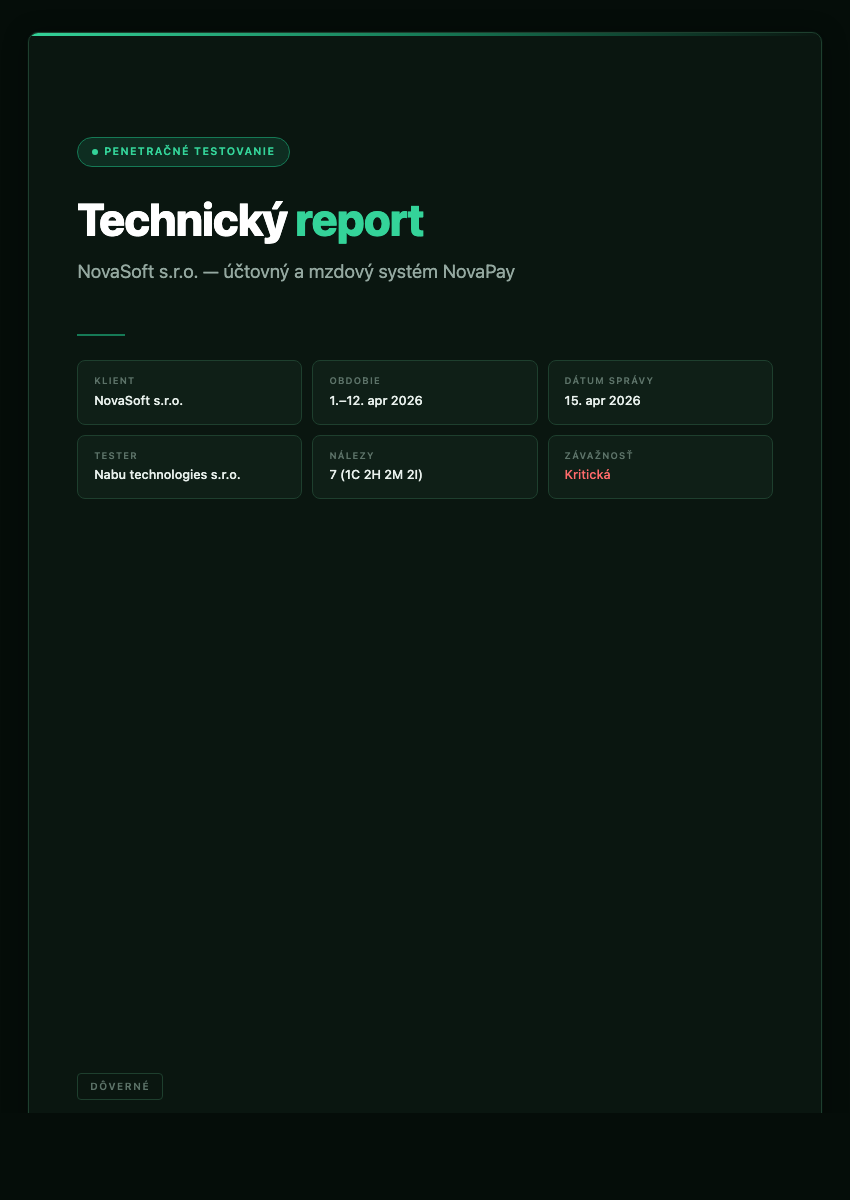 Náhľad prvej strany — Technický report